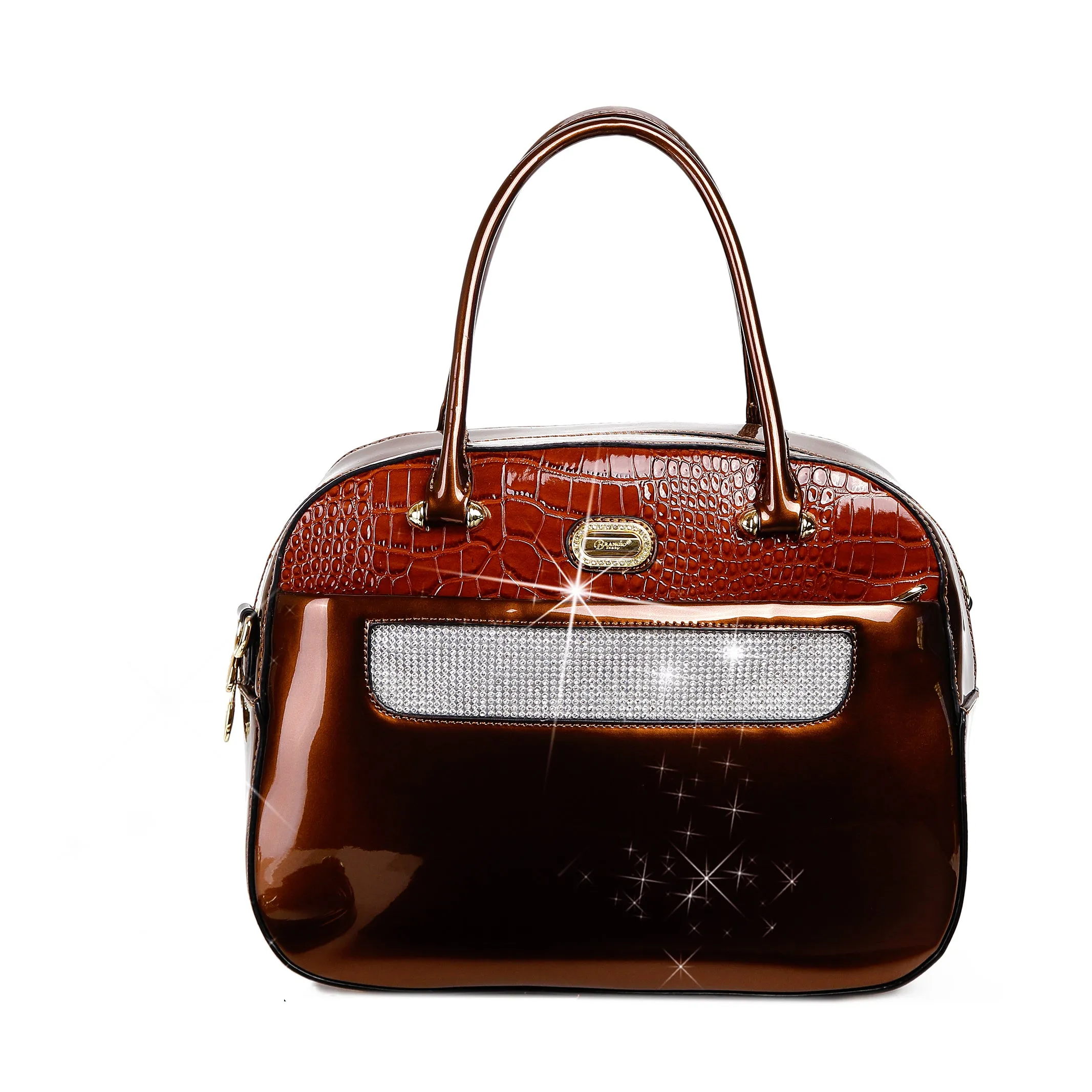 Sleek and Steady Vegan Leather Retro Crystal Overnight Latch On Bag