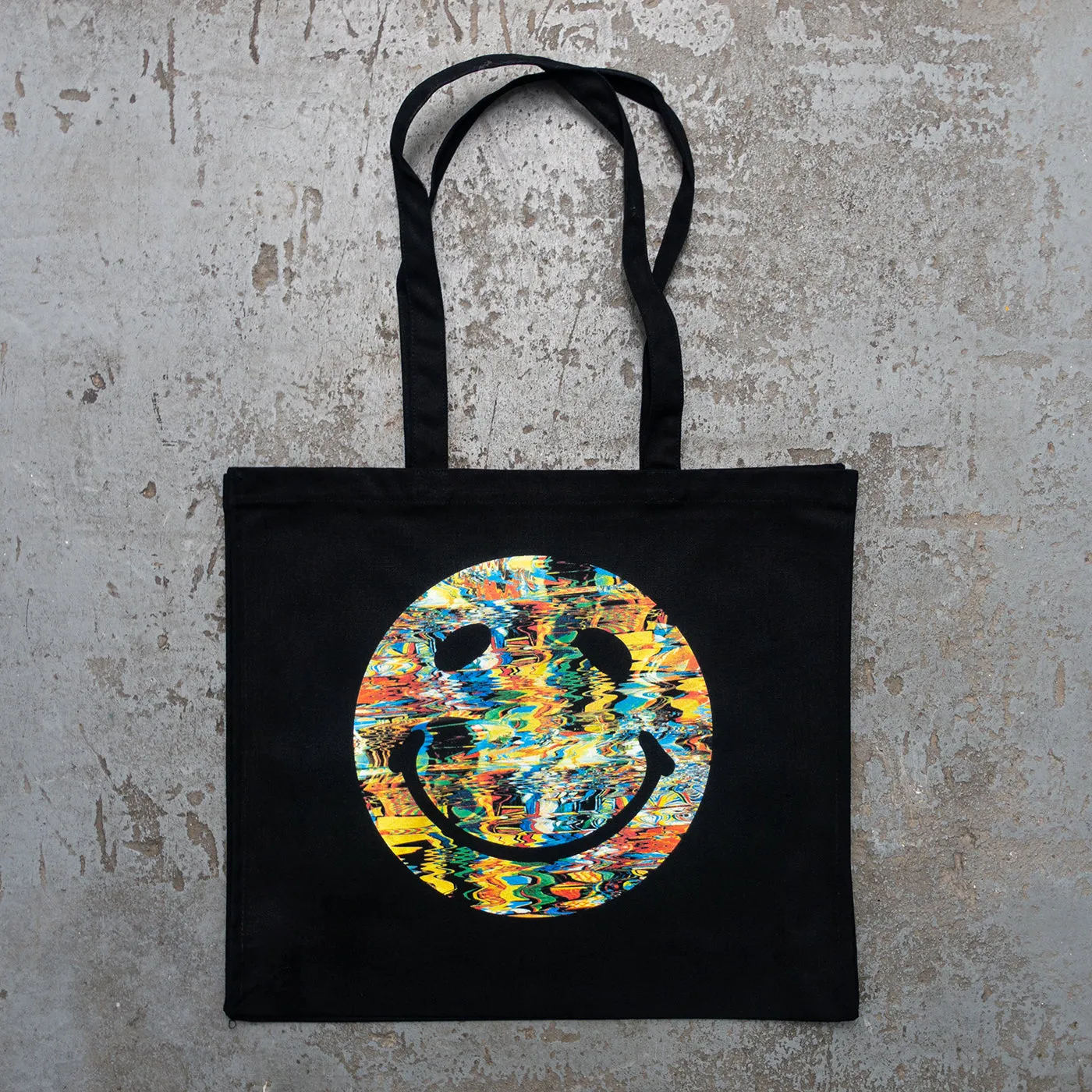 Smiley Colour Blast - Gusset Tote Bag - Black