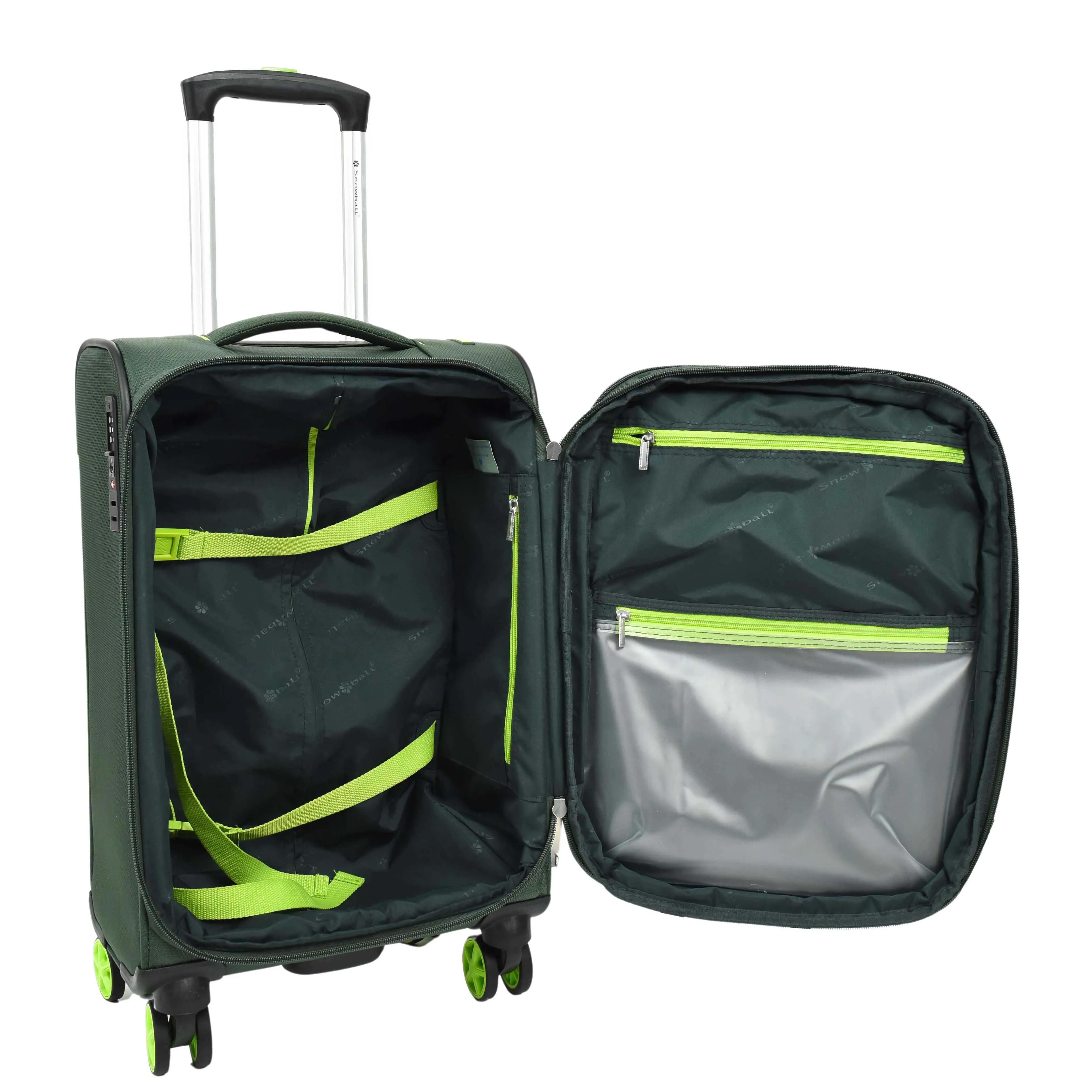 Soft Suitcase 8 Wheel Expandable Lightweight Orion Cabin Bags Green