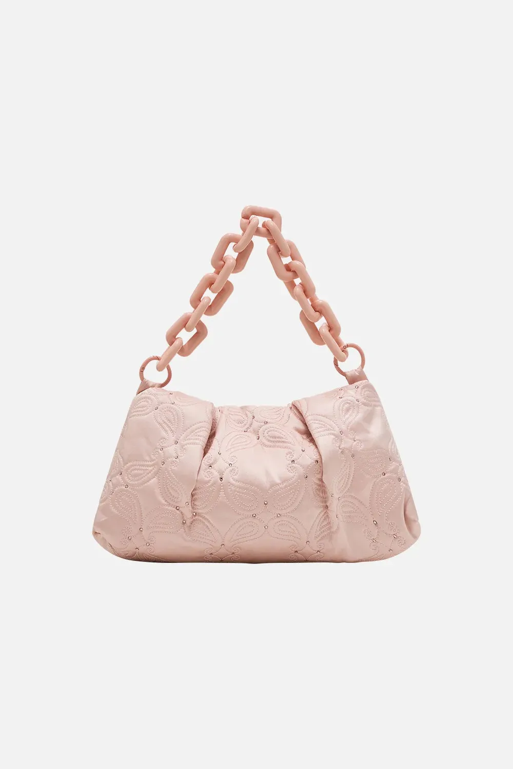 Solid Pink Small Clutch With Chain