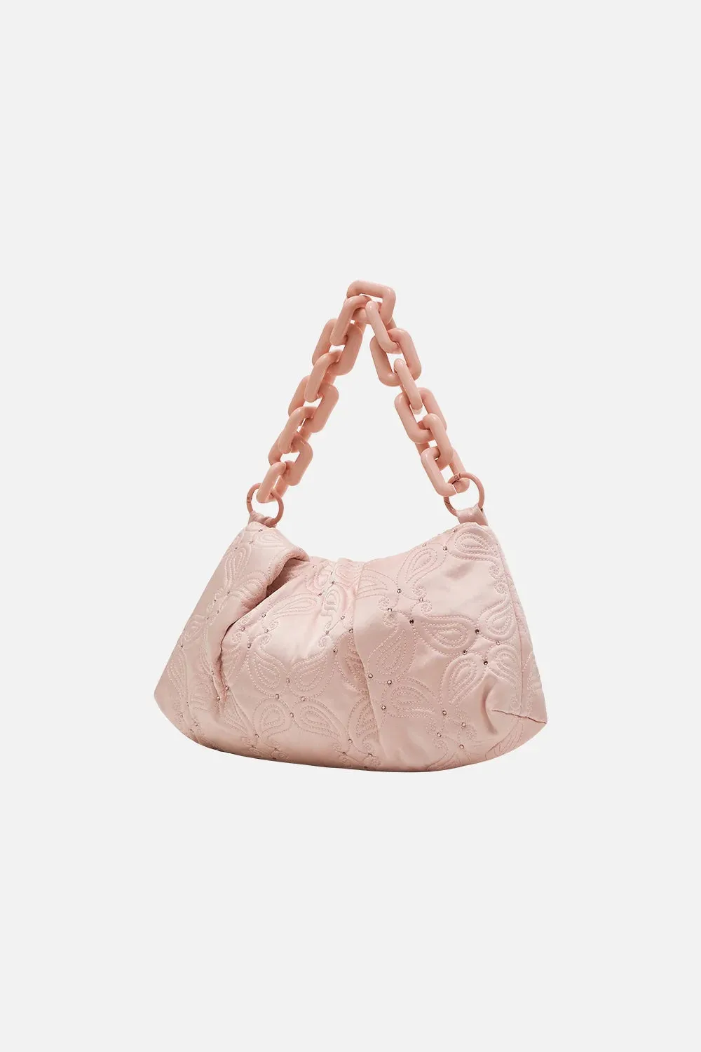 Solid Pink Small Clutch With Chain