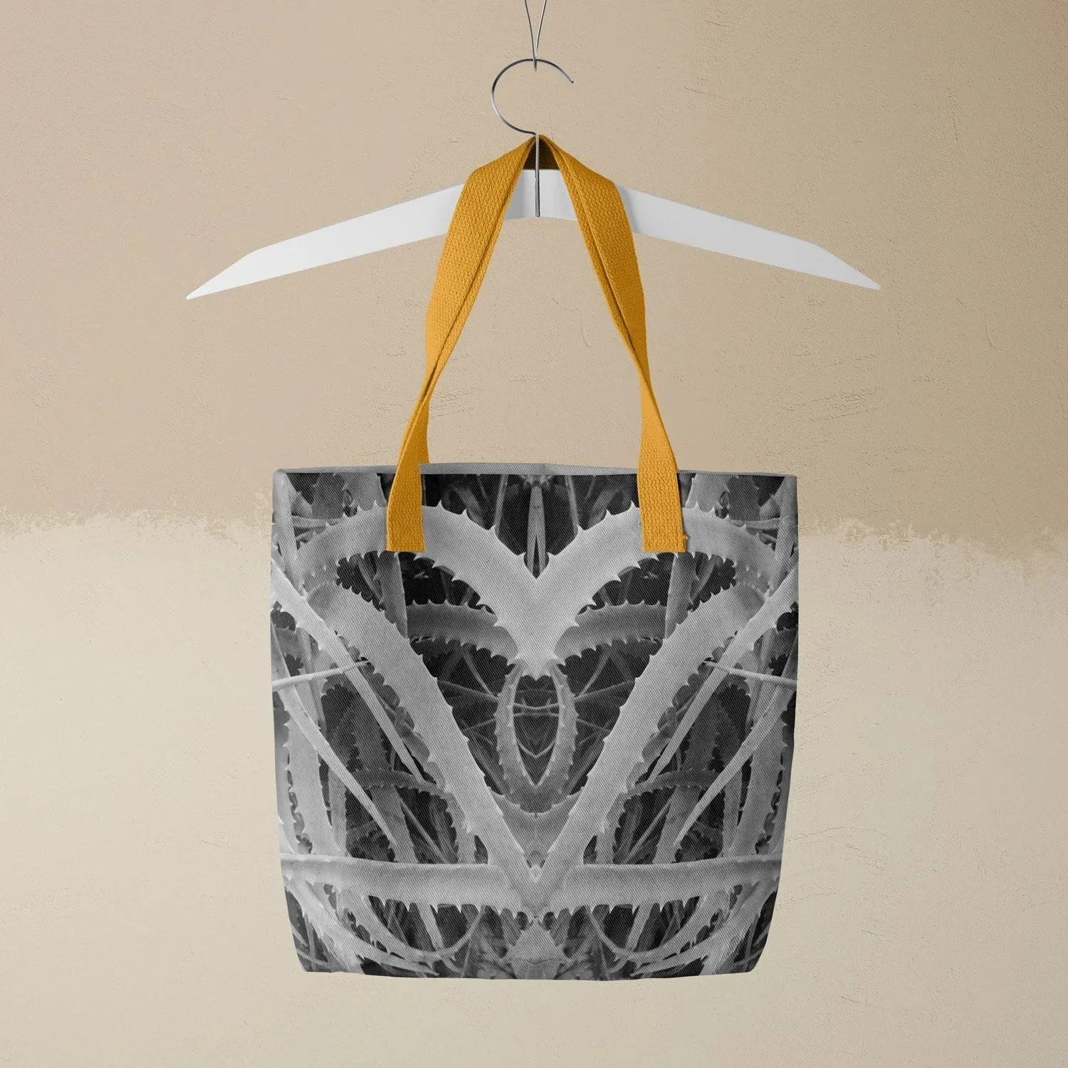 Spiked Too - Black & White Aloe Vera Op Art Shopping Tote