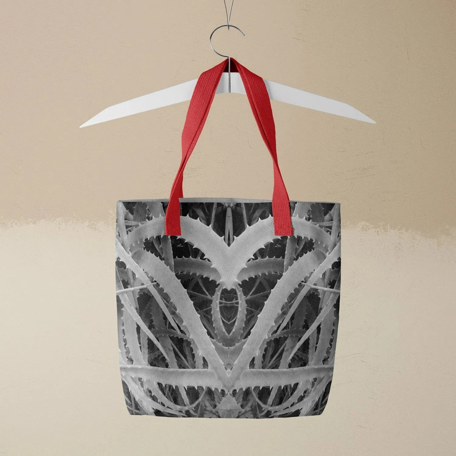 Spiked Too - Black & White Aloe Vera Op Art Shopping Tote