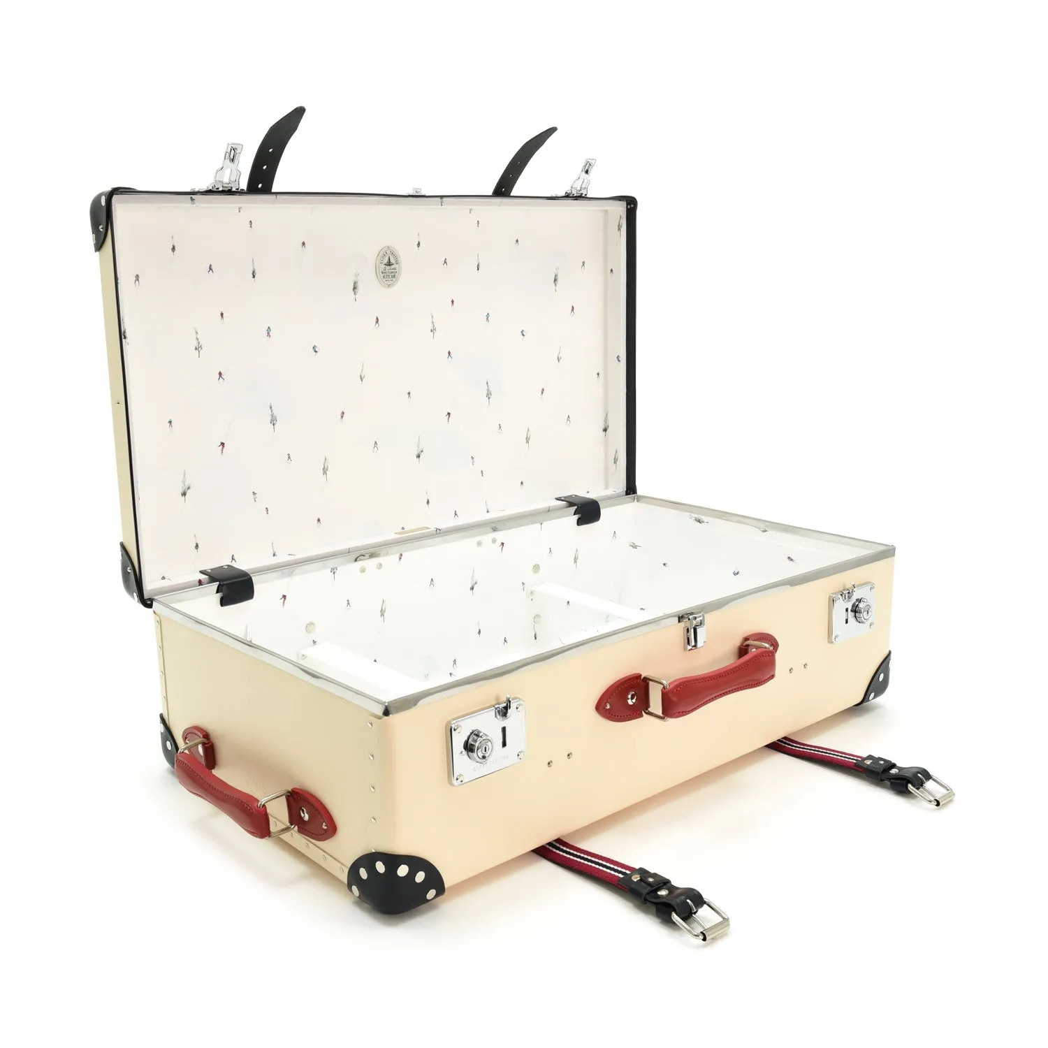 St. Moritz · Large Suitcase | Ivory/Navy & Red