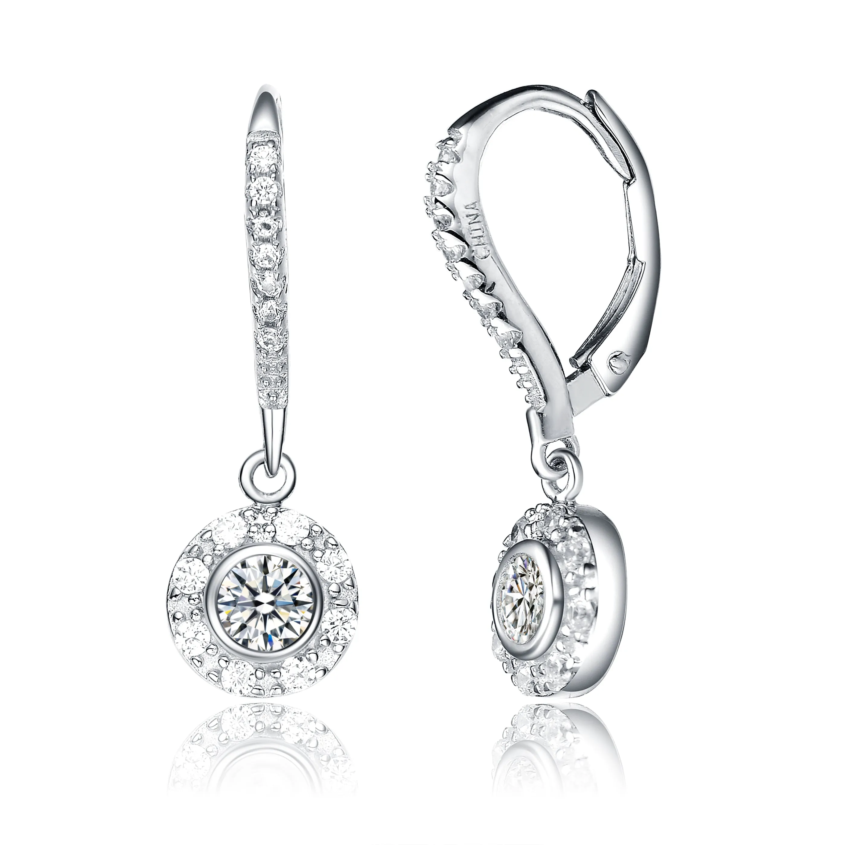 Sterling Silver Cubic Zirconia Round Drop Earrings