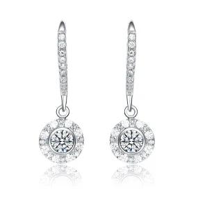 Sterling Silver Cubic Zirconia Round Drop Earrings