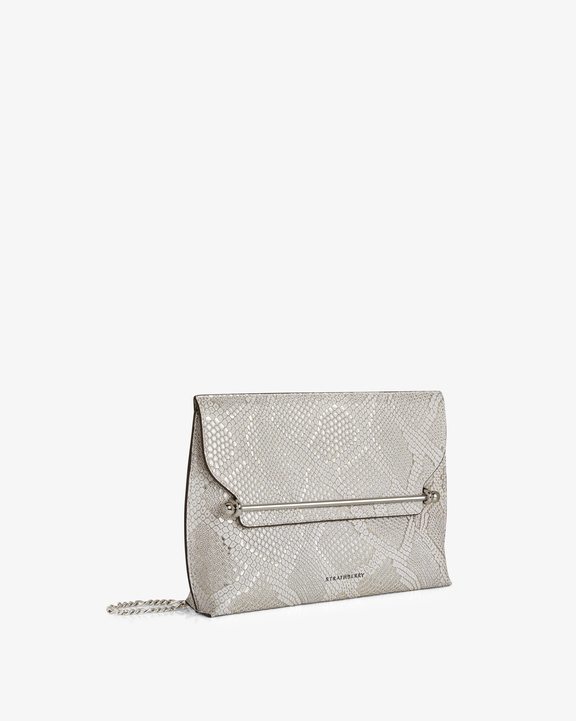 Stylist - Snake-Embossed Leather Metallic Silver