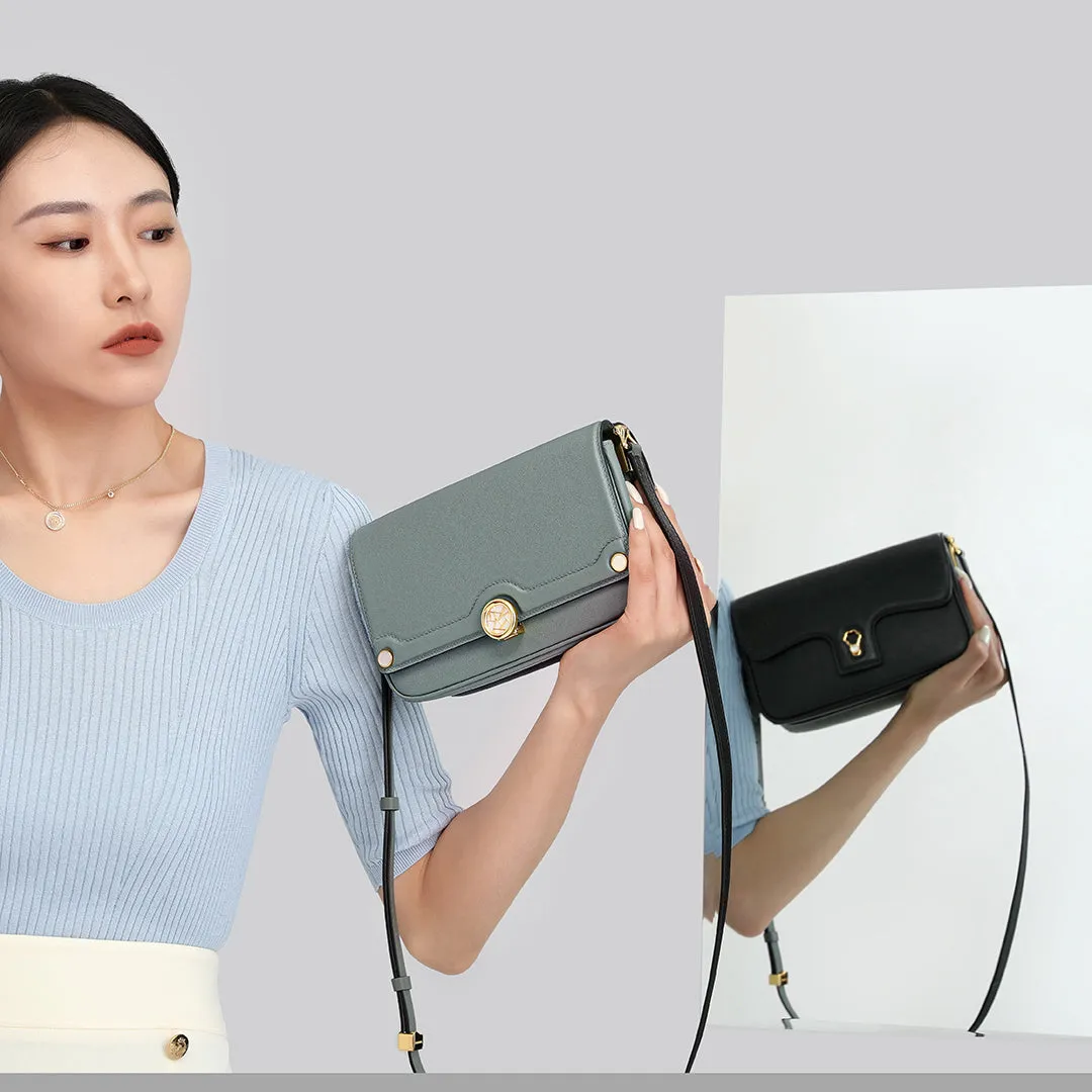 TIANQINGJI Handmade SWIFT Leather Crossbody Gemini Saddle Bag