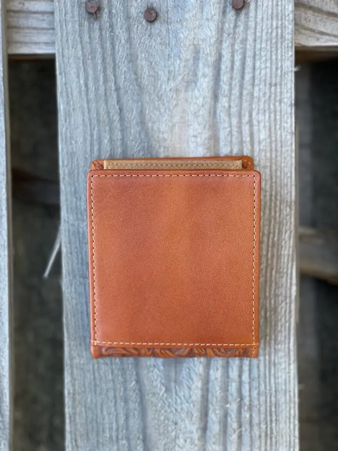 Top Notch Accessories 50100-2L.BR Light Brown Praying Cowboy w/Beige Inlay Bi-Fold Wallet