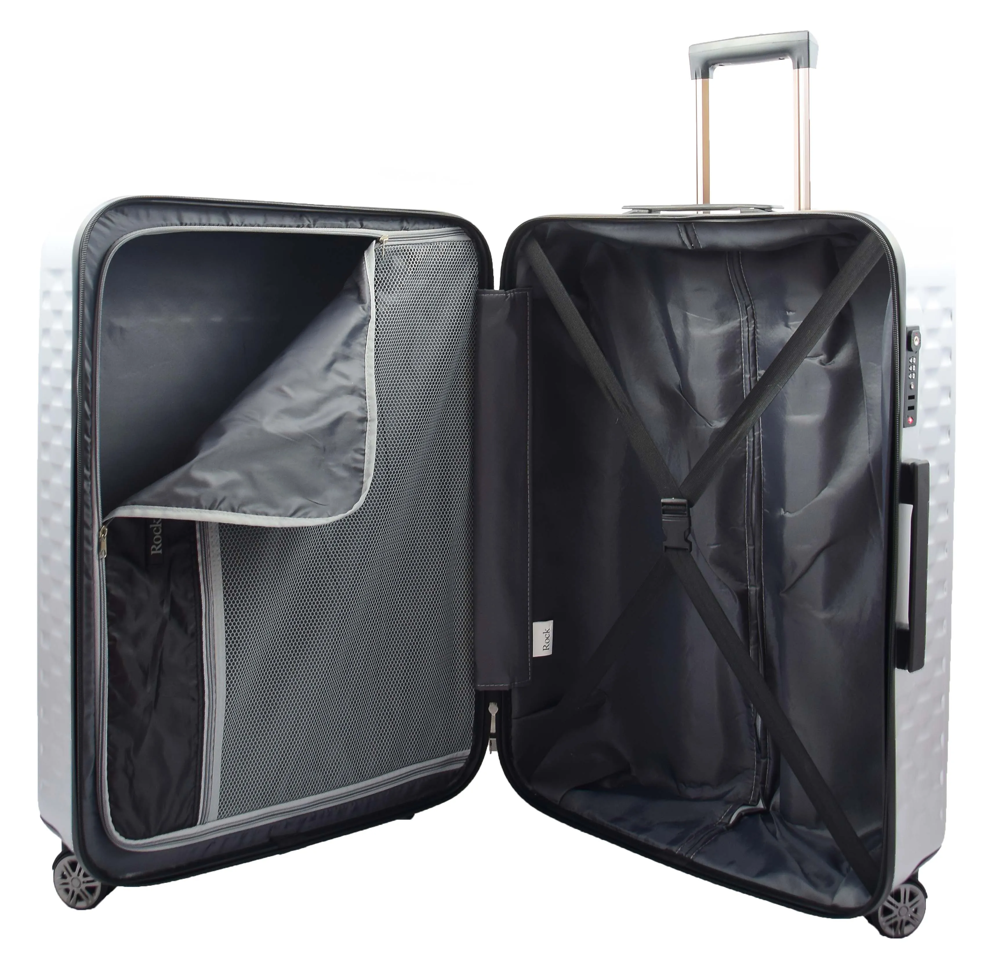 Travel Luggage 8 Wheel 360 Spinner Macau Silver