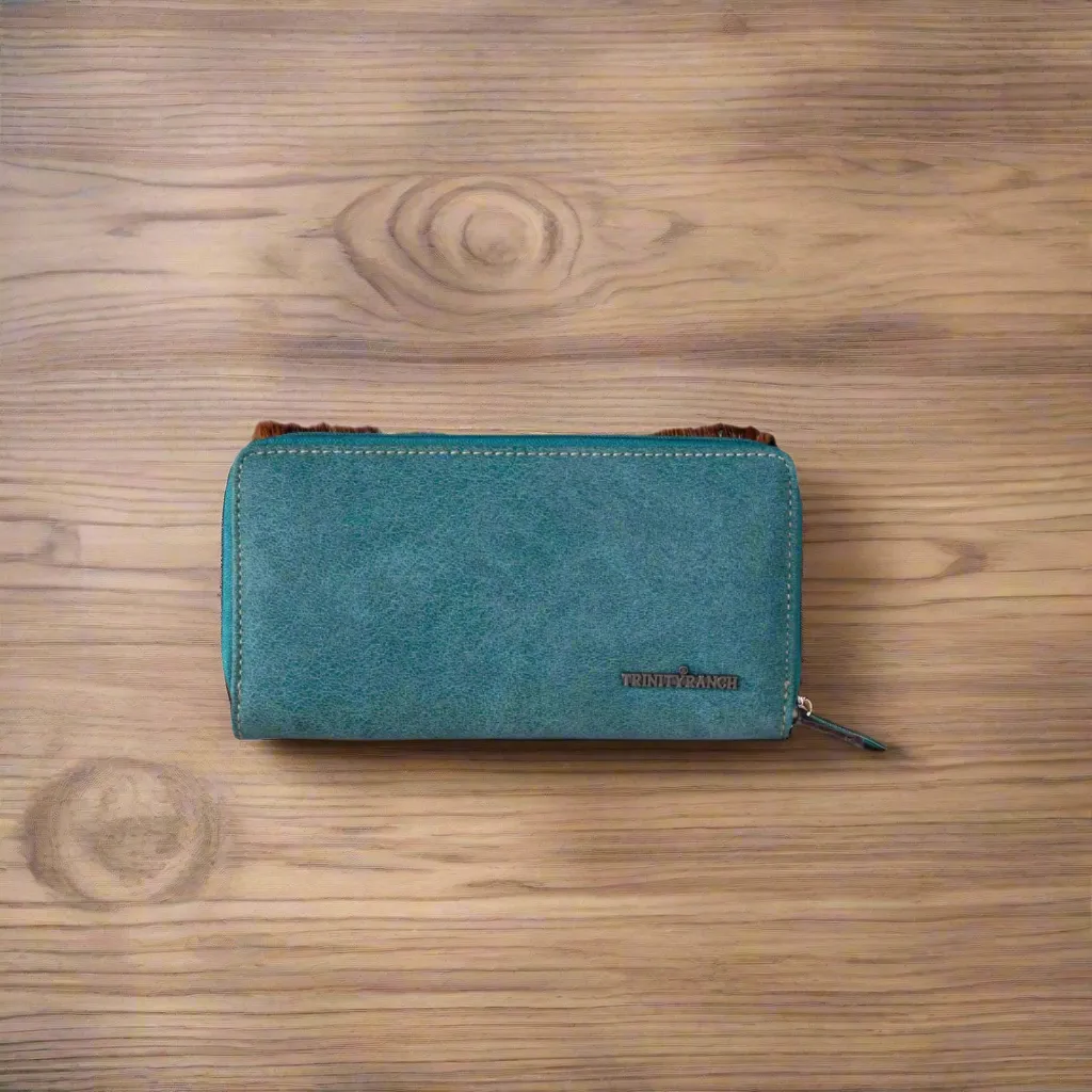 Trinity Ranch Hair-On Cowhide and Turquoise Wallet