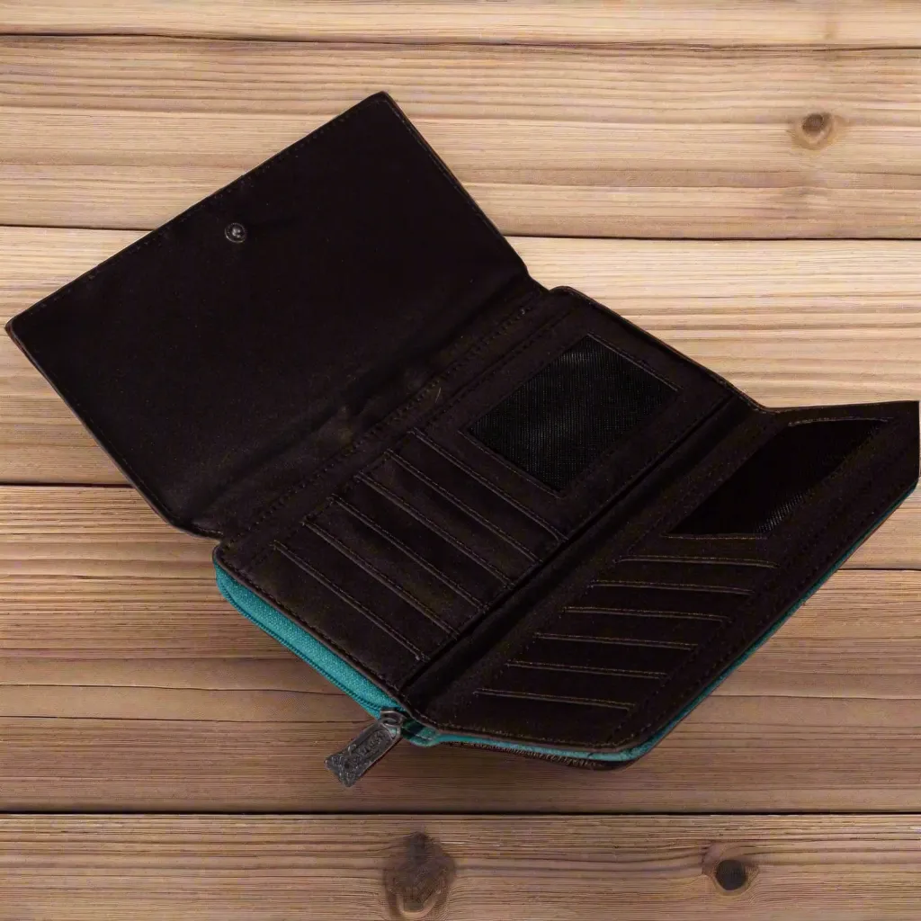 Trinity Ranch Hair-On Cowhide and Turquoise Wallet