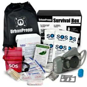 UrbanPrepp 72 Hour Survival Box - 1 Person Emergency Food, Water, Thermal Blanket, Emergency Rations for Floods, Blackout, Earthquake, Car, Work, School