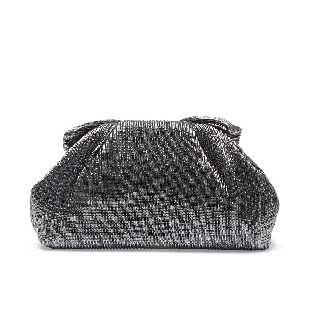 Veda Clutch in Gunmetal Pleat