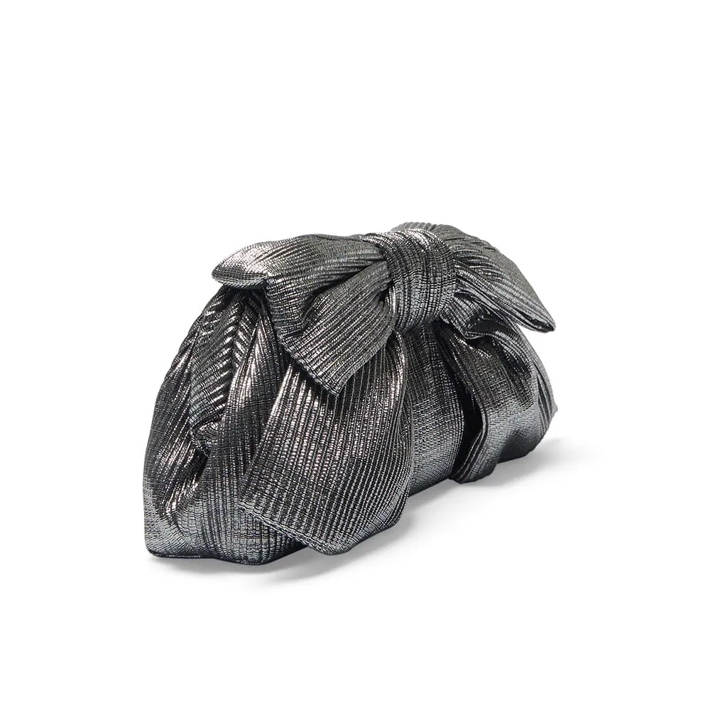 Veda Clutch in Gunmetal Pleat