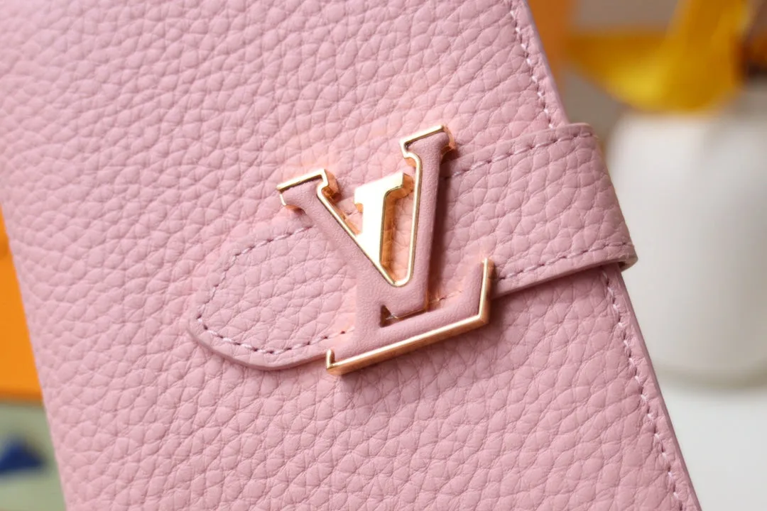 VERTICAL COMPACT WALLET PINK CAPUCINES