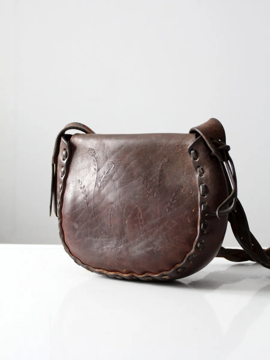 vintage 70s leather shoulder bag