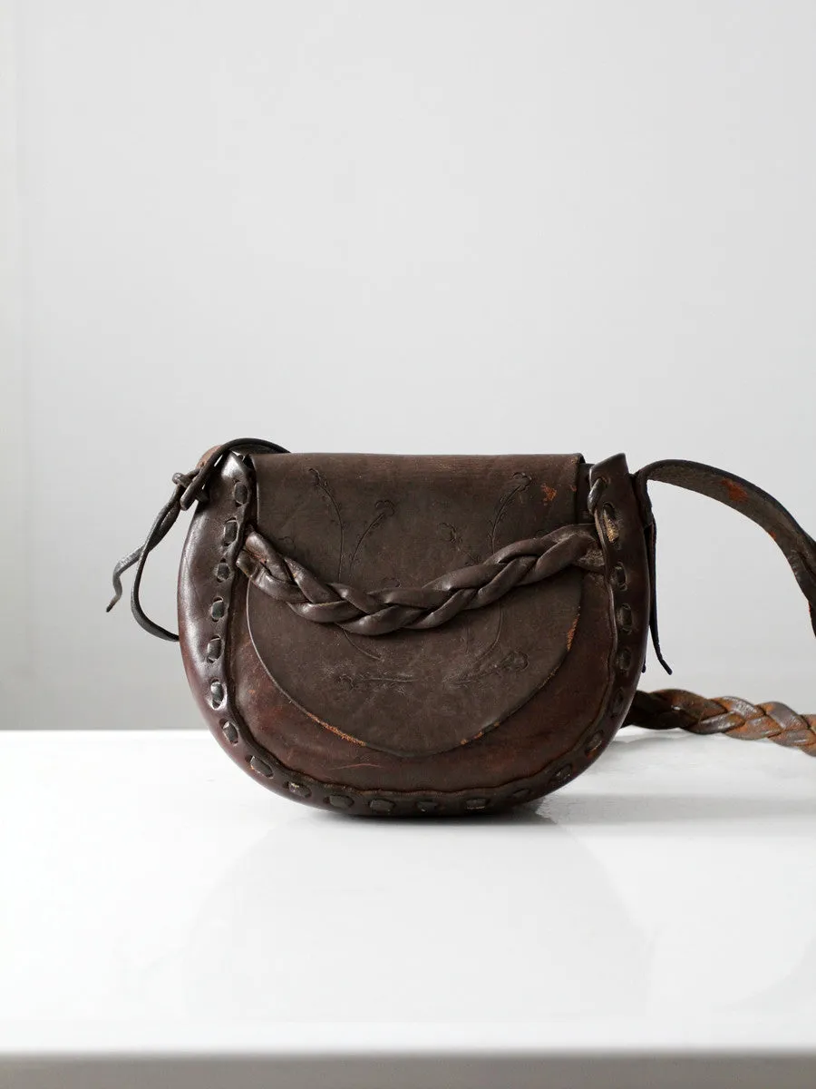 vintage 70s leather shoulder bag