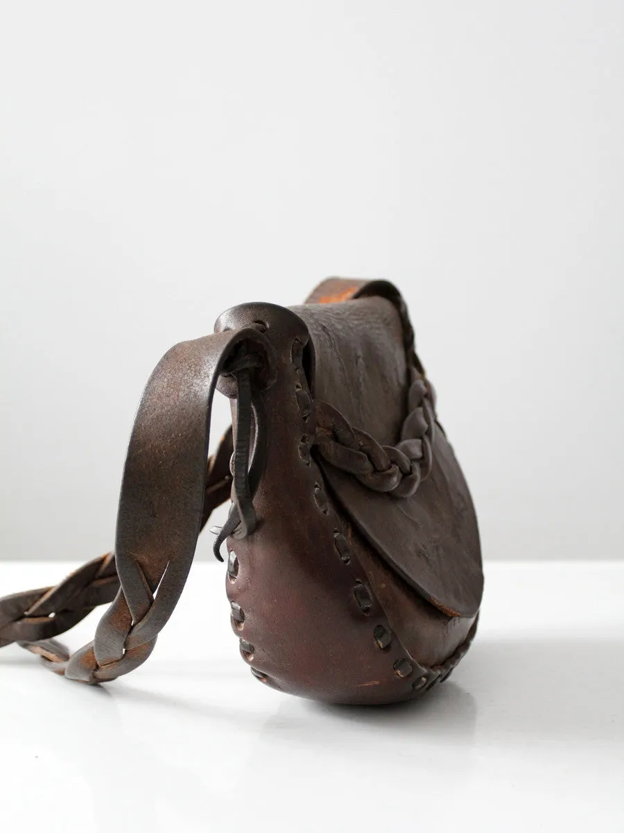 vintage 70s leather shoulder bag