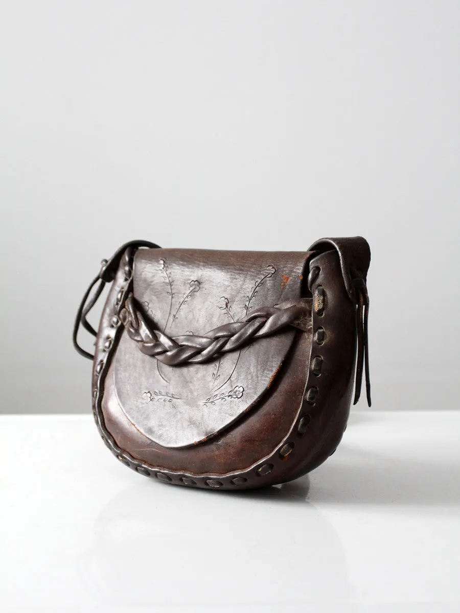 vintage 70s leather shoulder bag