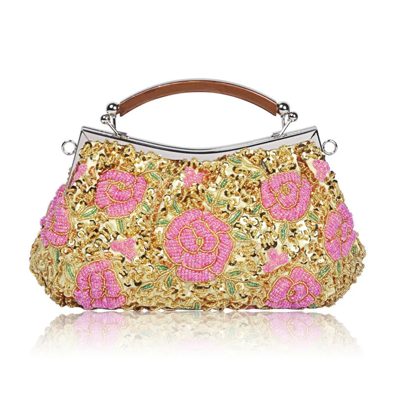 Vintage Flower Embroidery Sequins Handbag