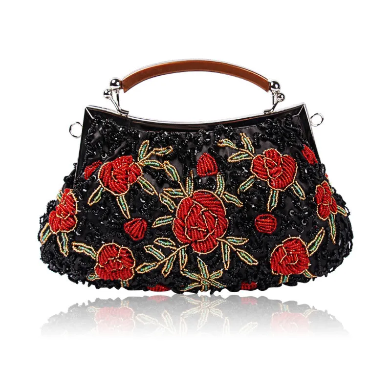 Vintage Flower Embroidery Sequins Handbag