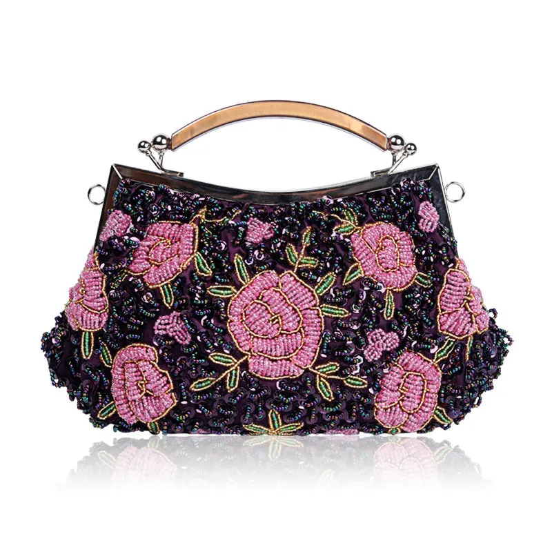 Vintage Flower Embroidery Sequins Handbag