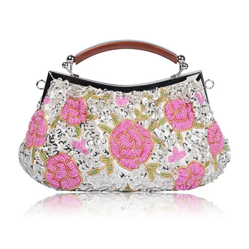 Vintage Flower Embroidery Sequins Handbag