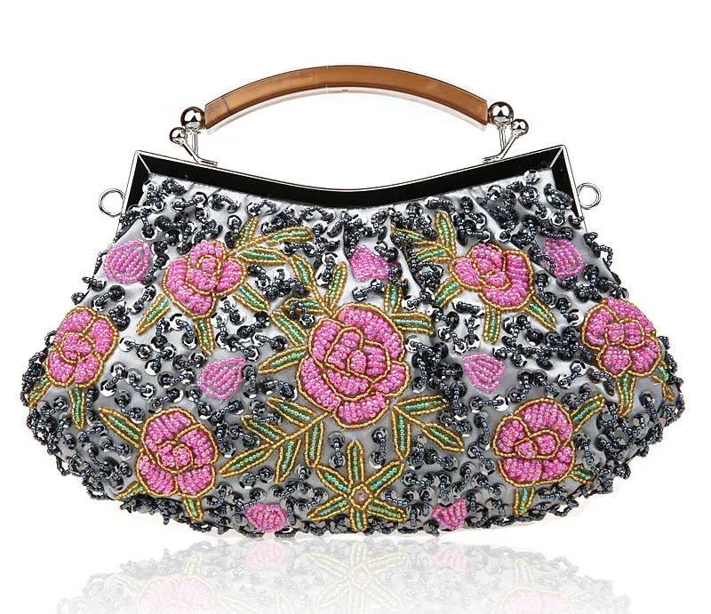 Vintage Flower Embroidery Sequins Handbag