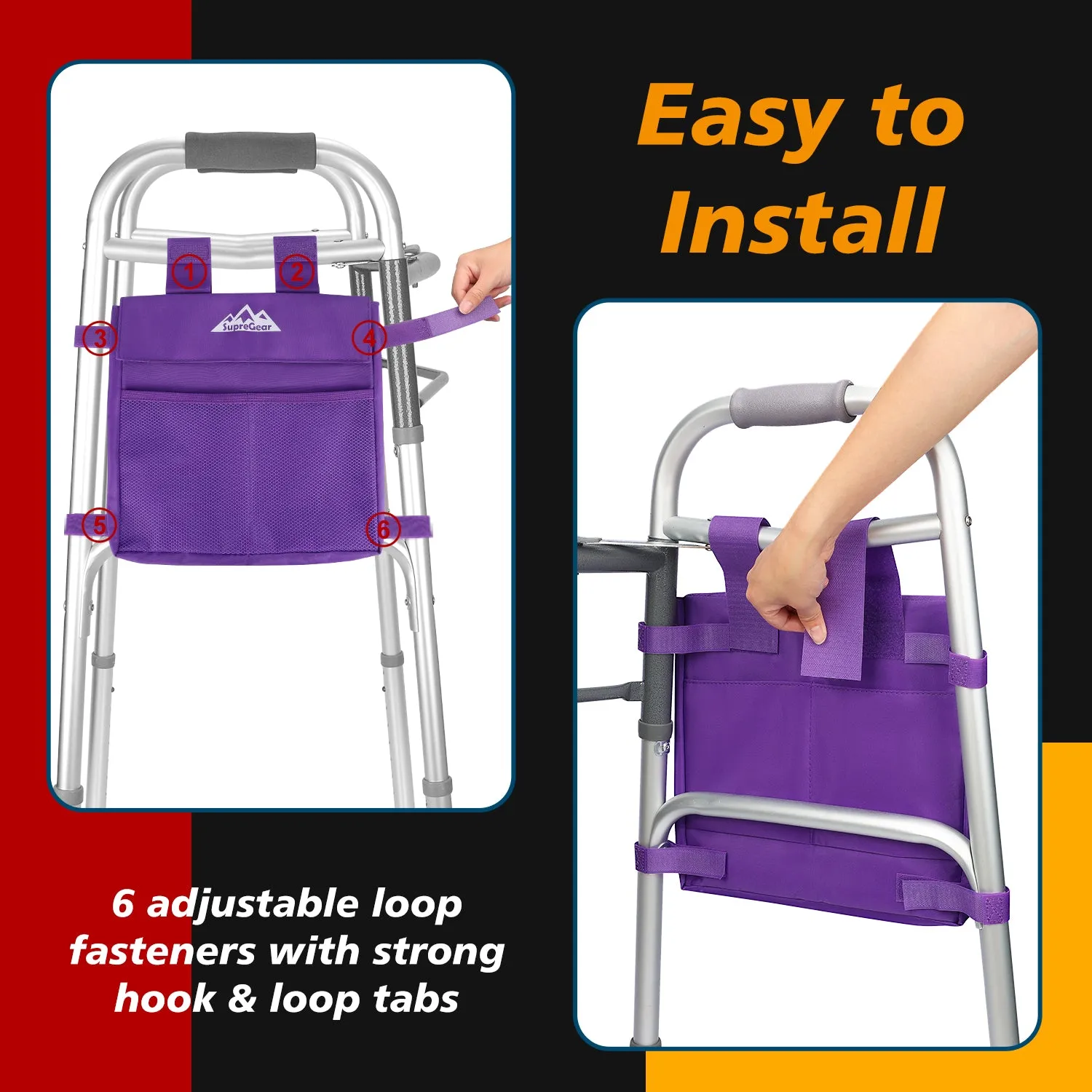 Water-Resistant Walker Side Bag, Basket Pouch