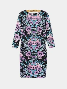 Wholesale Crew Neck 3/4 Length Sleeve Floral Print Cut Out Mini Dress