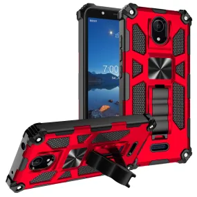 Wiko Ride 2 Case [Military Grade] Ring Car Mount Kickstand w/[Tempered Glass] Hybrid Hard PC Soft TPU Shockproof Protective Case - Red