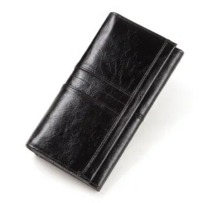 Women's Long Wallet-Clutch / Genuine Leather Wallet with Pocket for Cell Phone and Card Holder