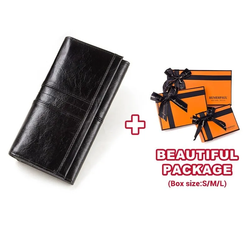 Women's Long Wallet-Clutch / Genuine Leather Wallet with Pocket for Cell Phone and Card Holder