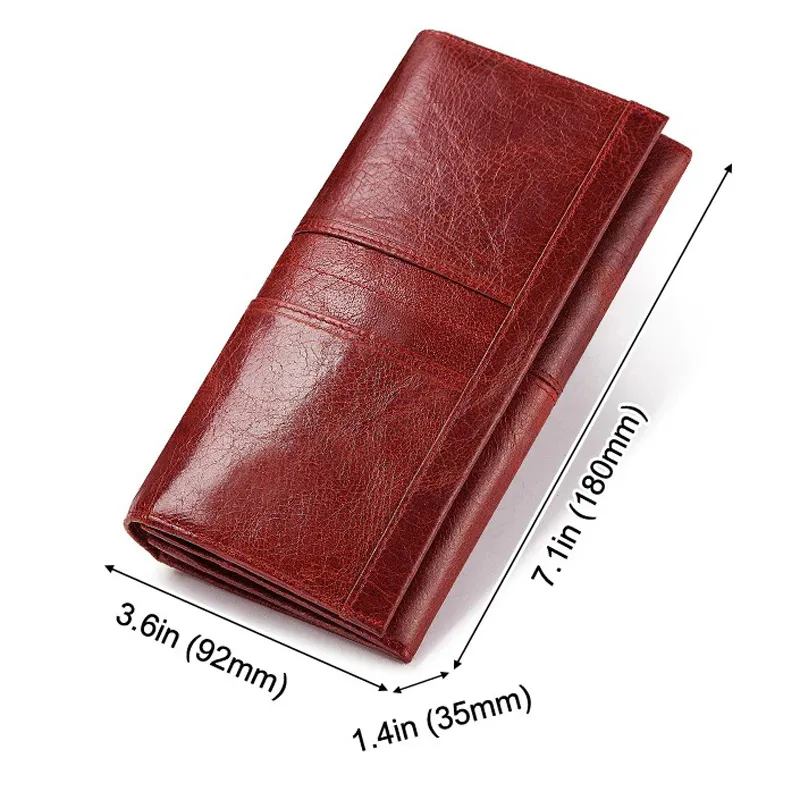 Women's Long Wallet-Clutch / Genuine Leather Wallet with Pocket for Cell Phone and Card Holder