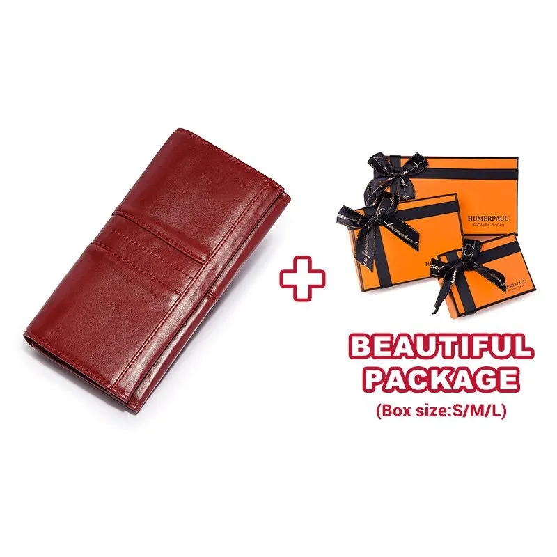 Women's Long Wallet-Clutch / Genuine Leather Wallet with Pocket for Cell Phone and Card Holder