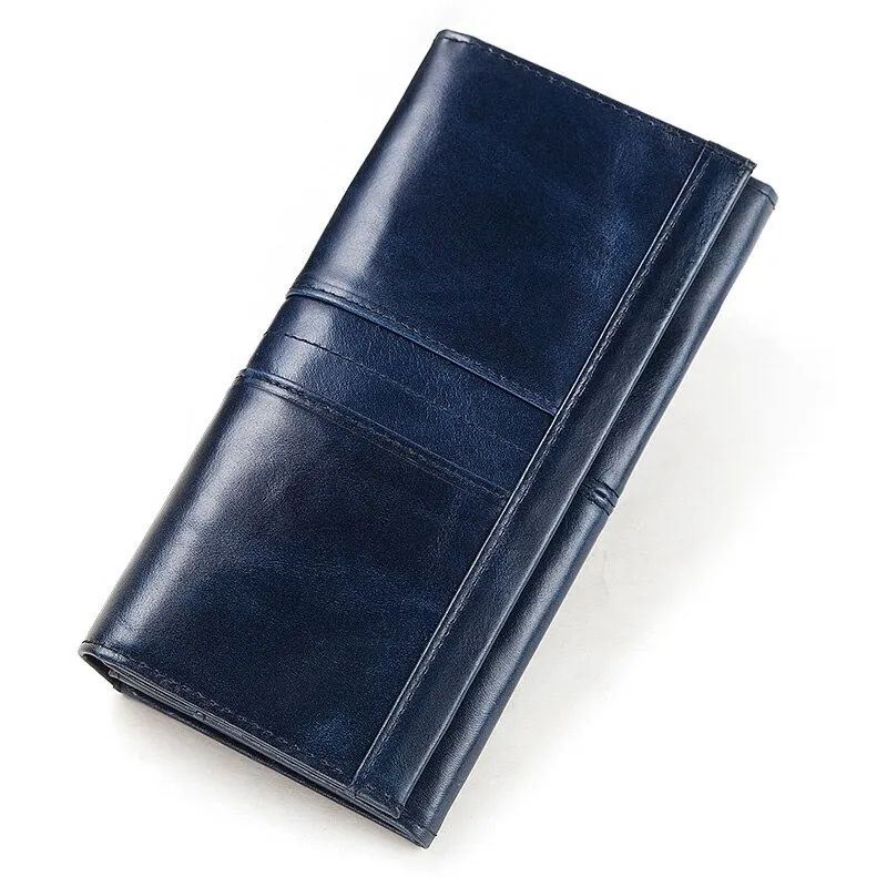 Women's Long Wallet-Clutch / Genuine Leather Wallet with Pocket for Cell Phone and Card Holder