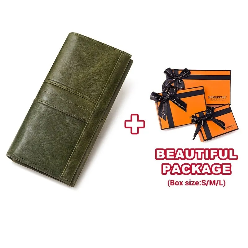 Women's Long Wallet-Clutch / Genuine Leather Wallet with Pocket for Cell Phone and Card Holder