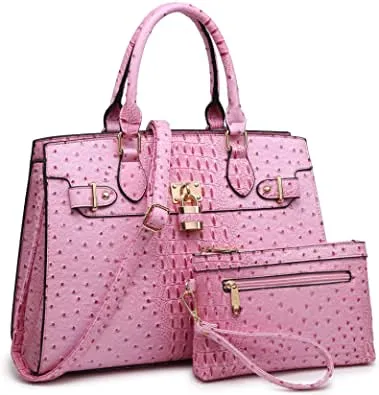 Women's Satchel Tote Shoulder Work Handbag w/Matching Wallet  (16 colors)