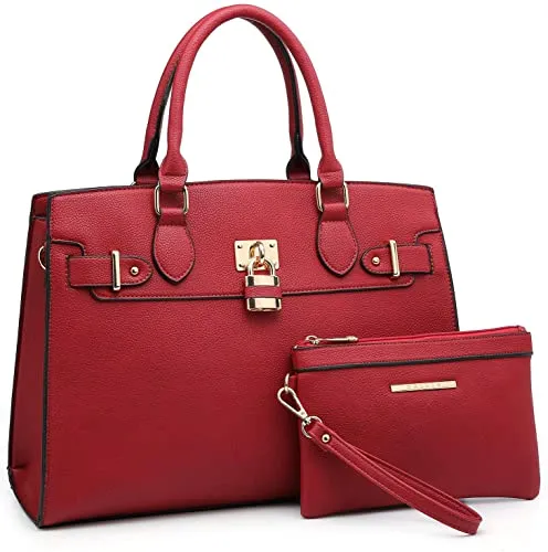 Women's Satchel Tote Shoulder Work Handbag w/Matching Wallet  (16 colors)