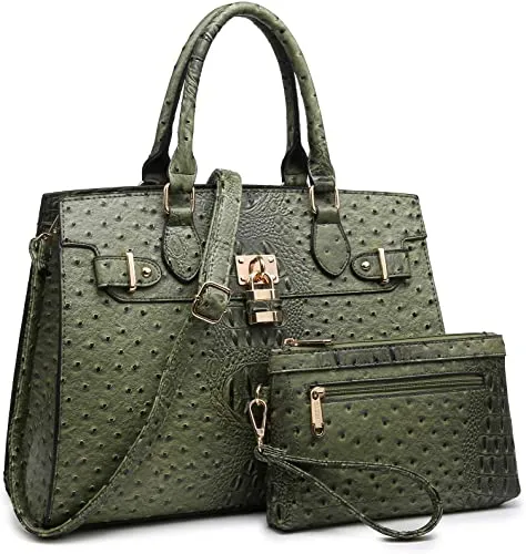 Women's Satchel Tote Shoulder Work Handbag w/Matching Wallet  (16 colors)