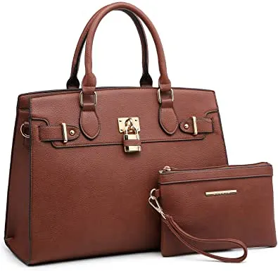 Women's Satchel Tote Shoulder Work Handbag w/Matching Wallet  (16 colors)